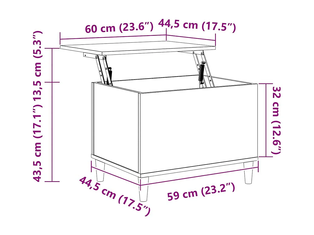 Mesa de centro Blanca 60x44,5x45 cm Madera de ingeniería