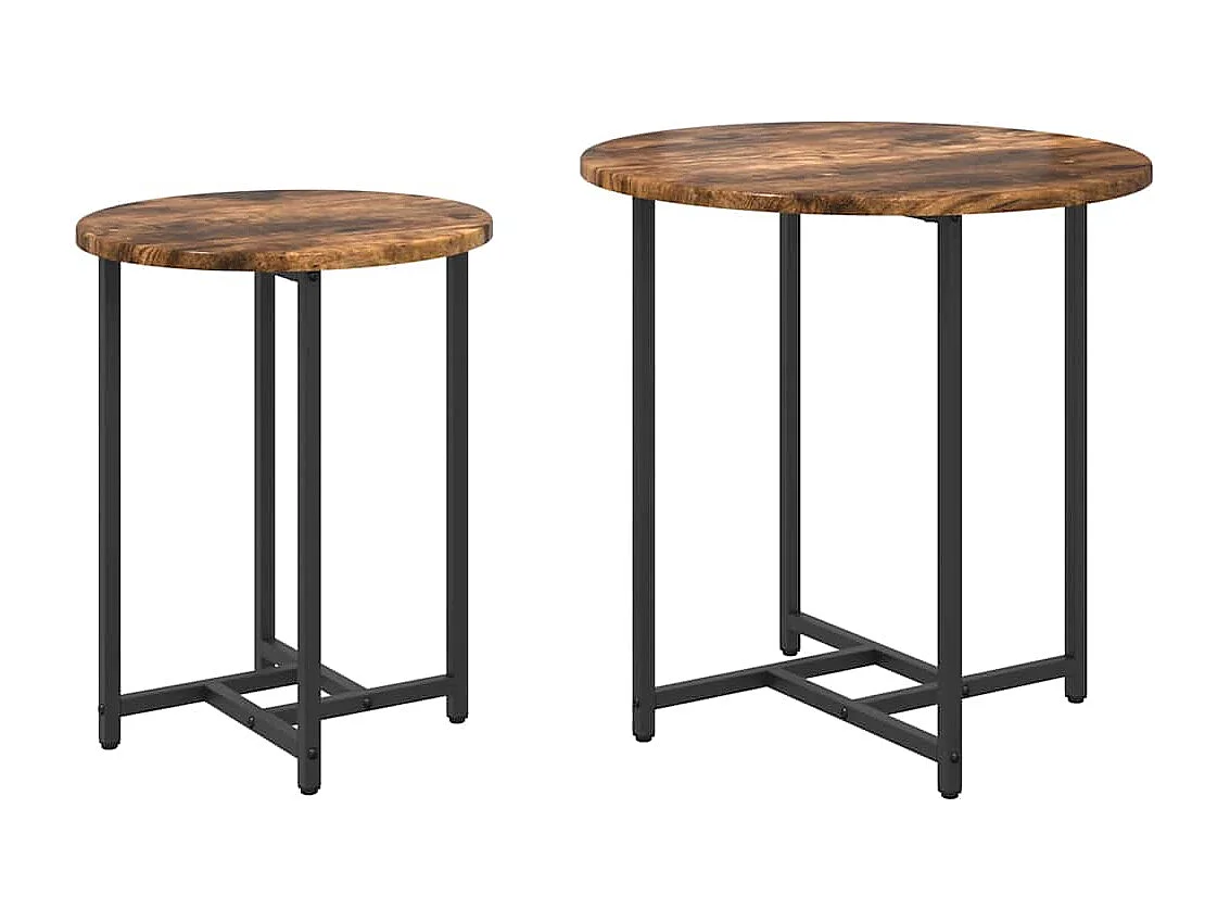 Ensemble de tables d'appoint 2 pcs Chêne fumé et noir