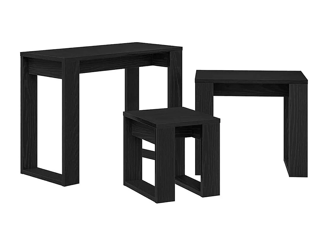 Bijzettafel 3 stuks Zwart Eiken 61 x 28 x 47 cm