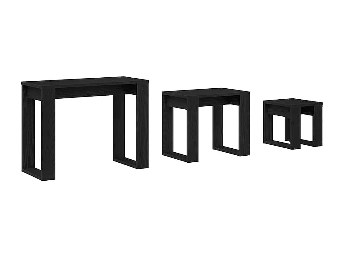 Bijzettafel 3 stuks Zwart Eiken 61 x 28 x 47 cm