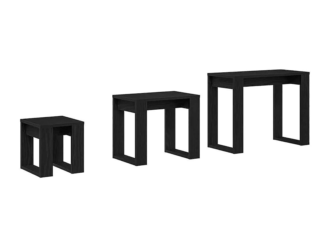 Bijzettafel 3 stuks Zwart Eiken 61 x 28 x 47 cm
