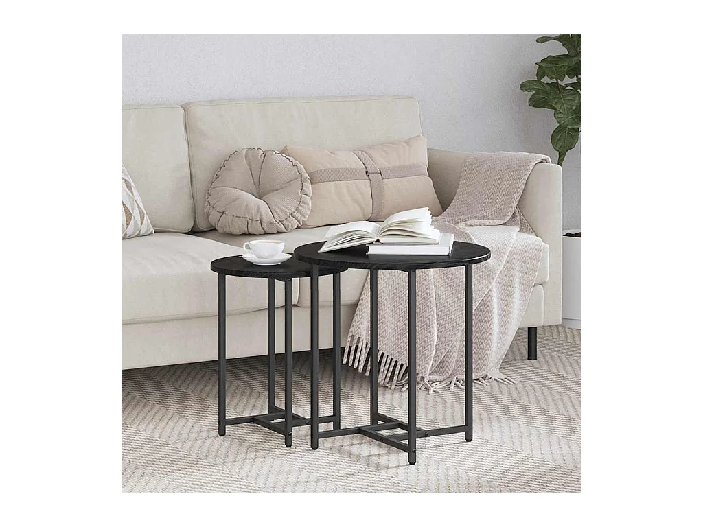 Ensemble de tables d'appoint 2 pcs Chêne noir 50 x 50 x 50 cm