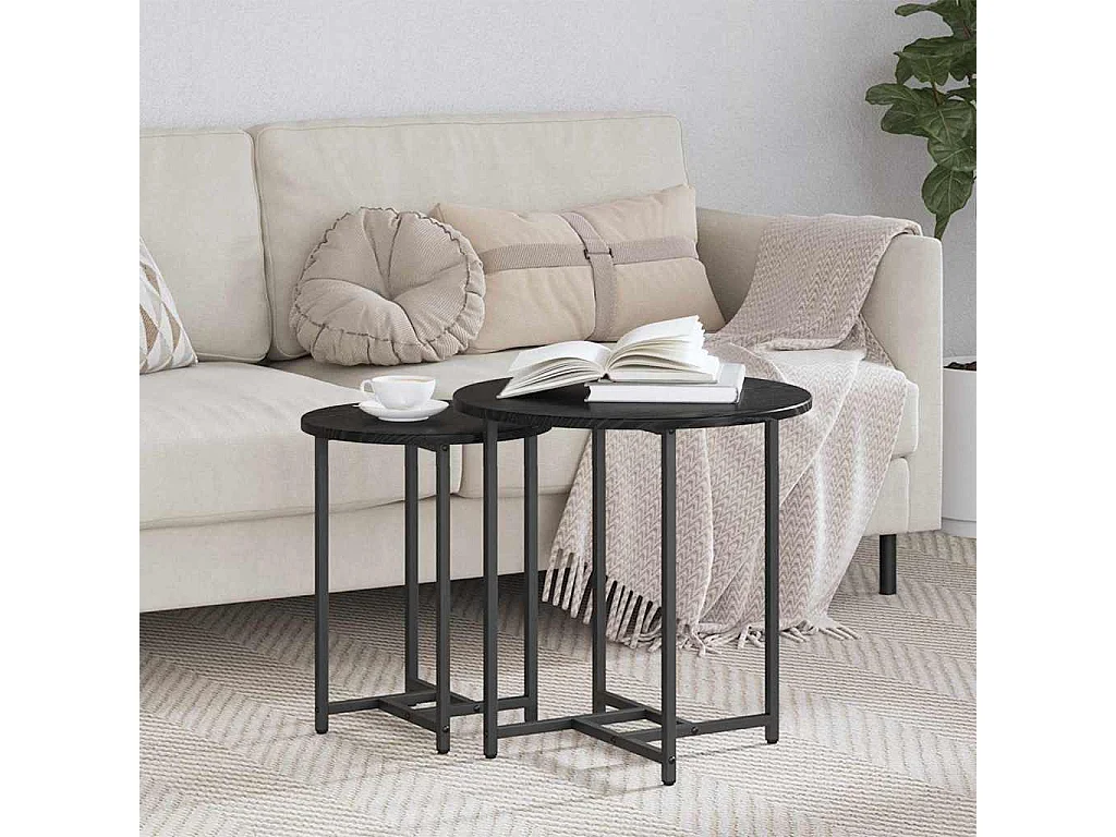 Ensemble de tables d'appoint 2 pcs Chêne noir 50 x 50 x 50 cm