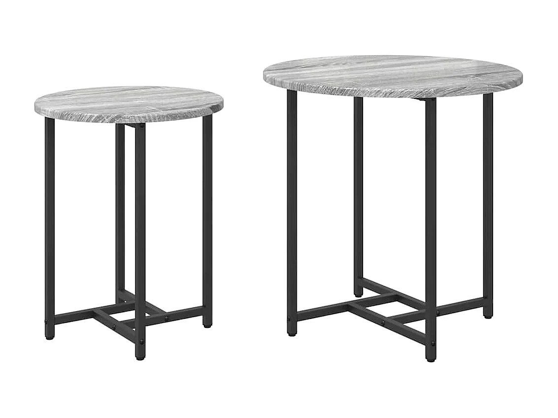 Ensemble de tables d'appoint 2 pcs Gris sonoma et Noir