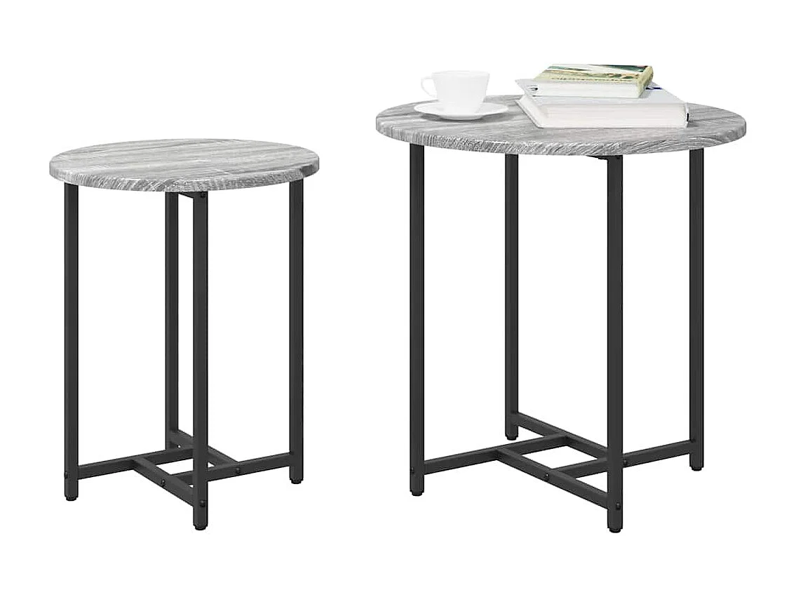 Ensemble de tables d'appoint 2 pcs Gris sonoma et Noir