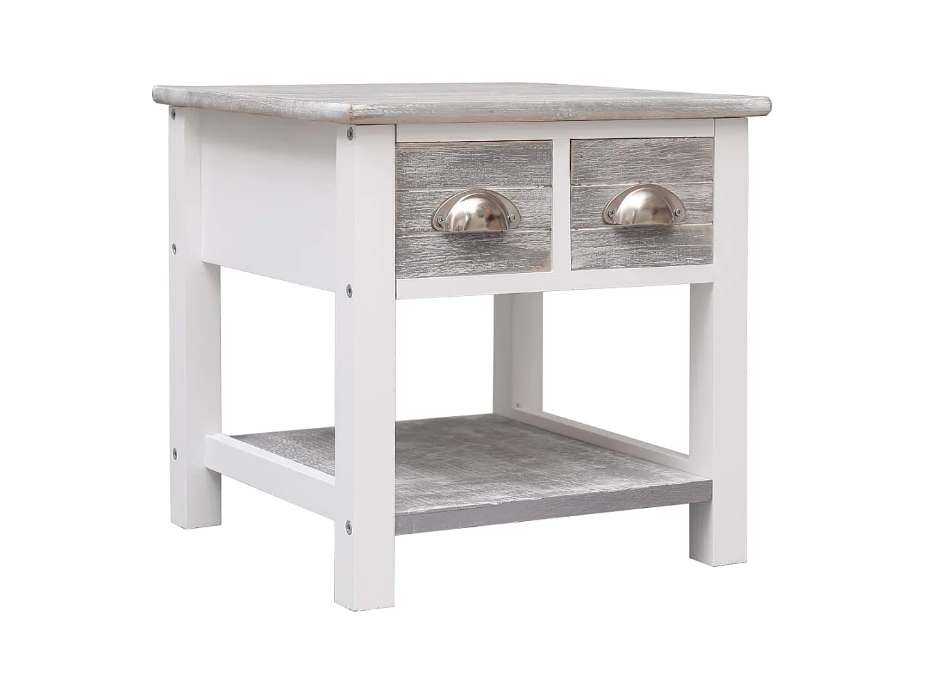 Tavolino grigio 40x40x40 cm in legno di Paulownia