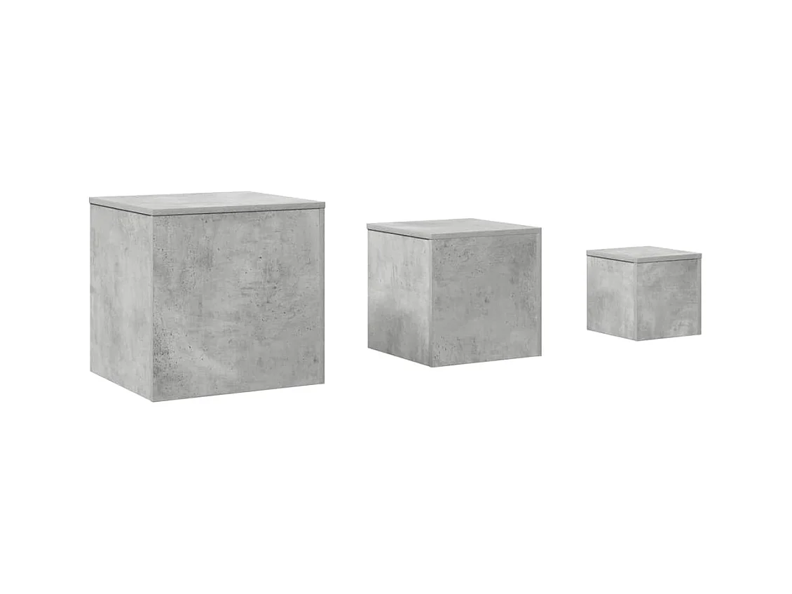 Tables d'appoint 3 pcs Gris béton Bois d’ingénierie