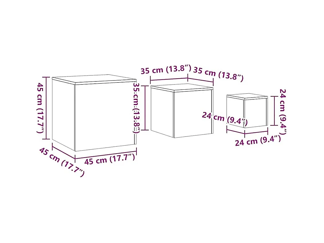 Tables d'appoint 3 pcs Gris béton Bois d’ingénierie