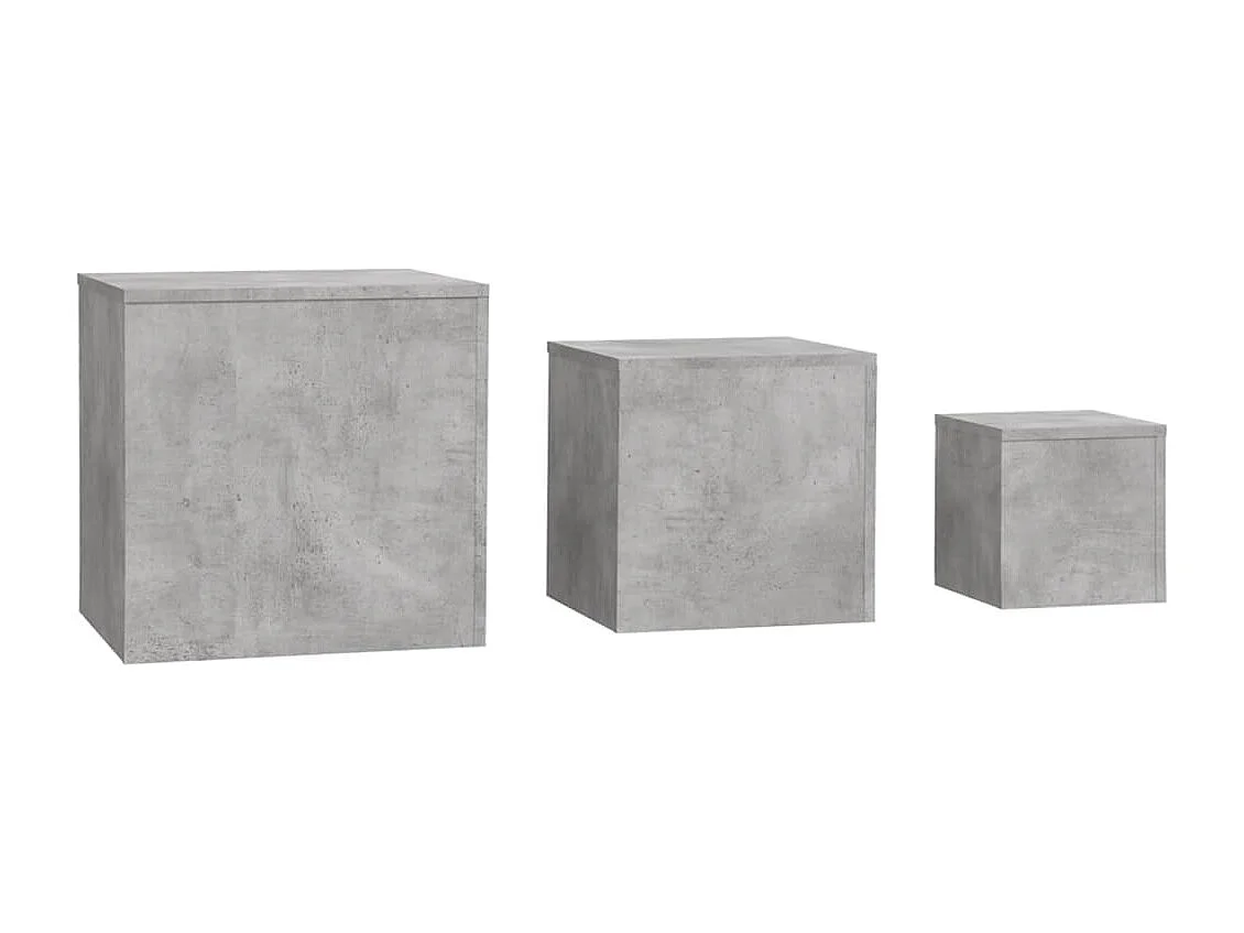 Tables d'appoint 3 pcs Gris béton Bois d’ingénierie