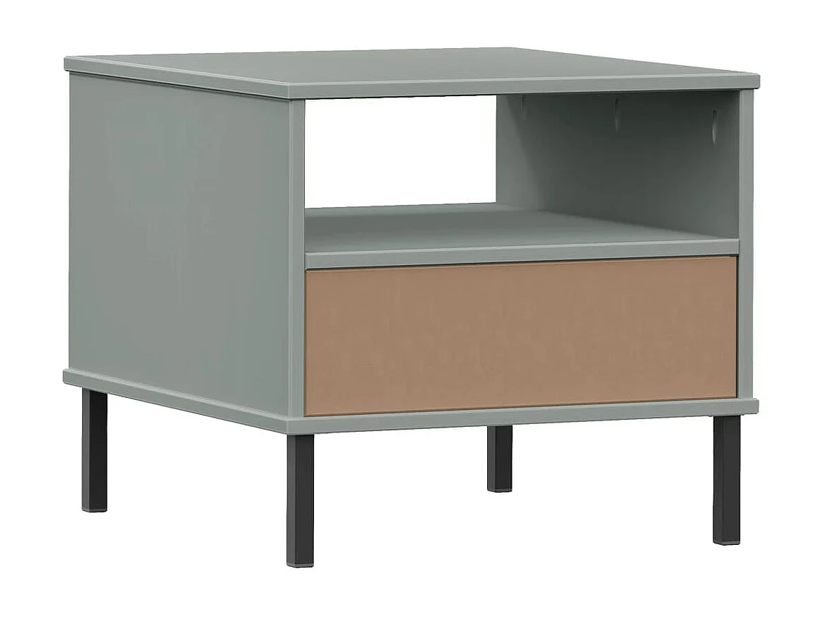 Mesita de noche con patas de metal Gris Madera maciza de pino OSLO