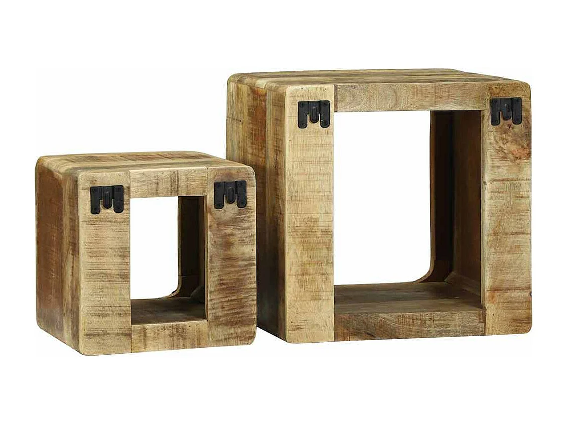 Mobile TV 2 pezzi Marrone Legno massello di mango grezzo