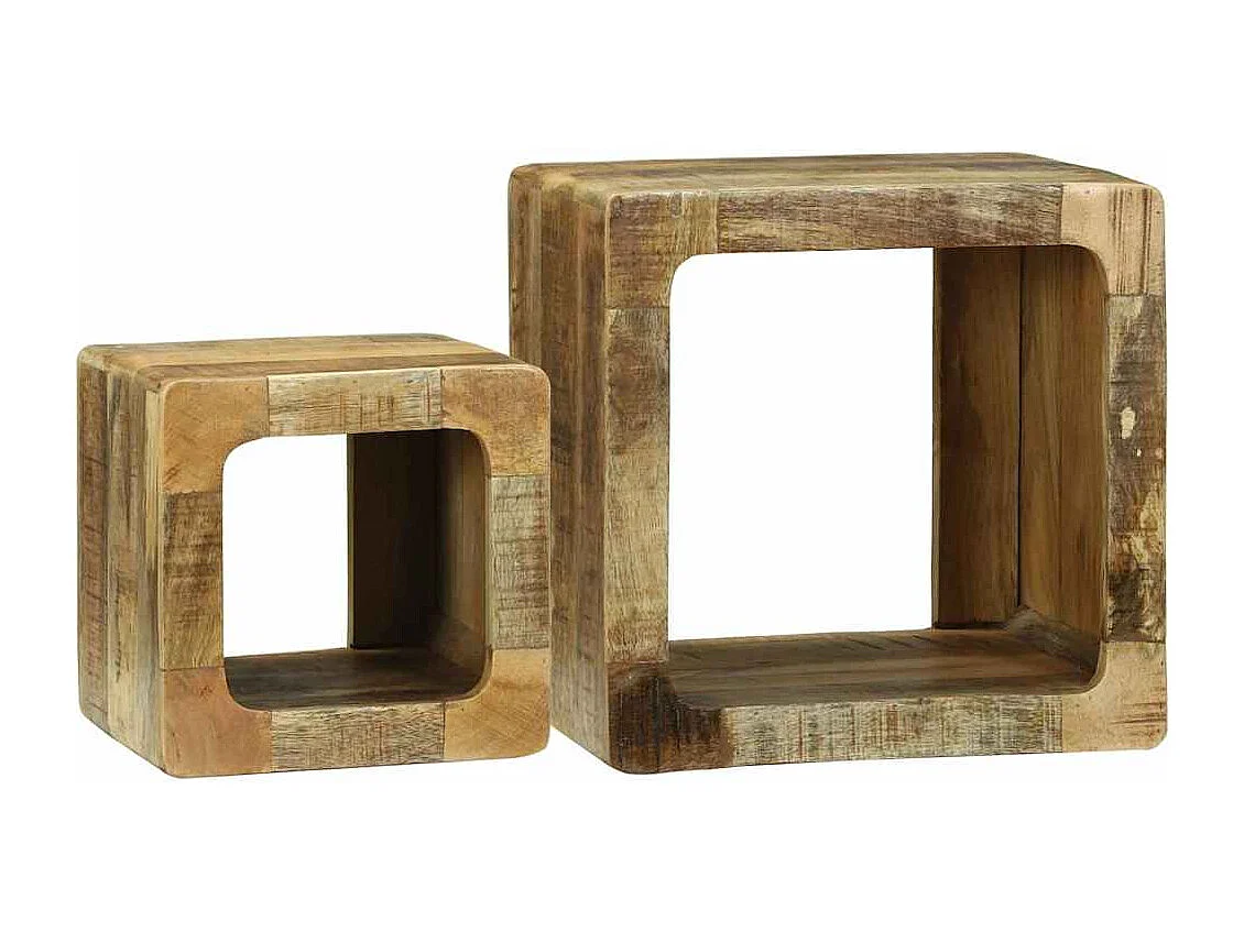 Meuble TV 2 pcs Marron Bois de manguier brut massif