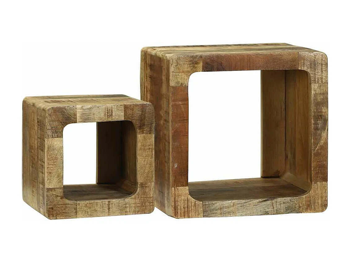 Meuble TV 2 pcs Marron Bois de manguier brut massif