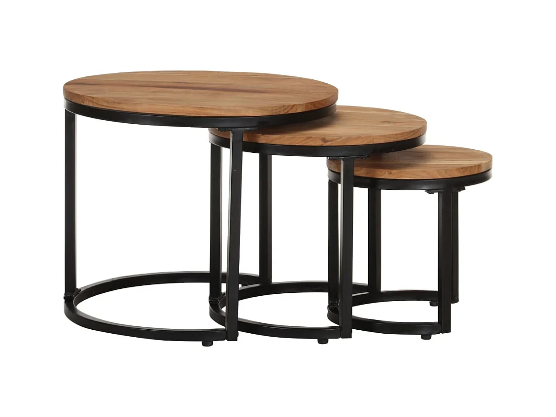 mesas auxiliares de madera maciza de acacia