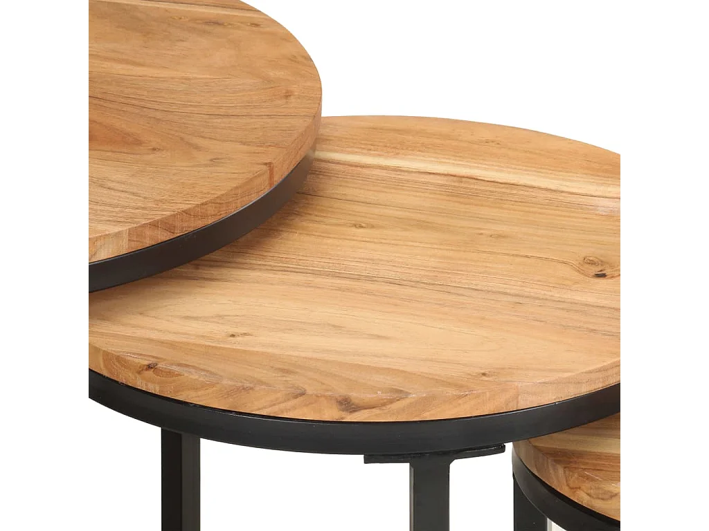 mesas auxiliares de madera maciza de acacia