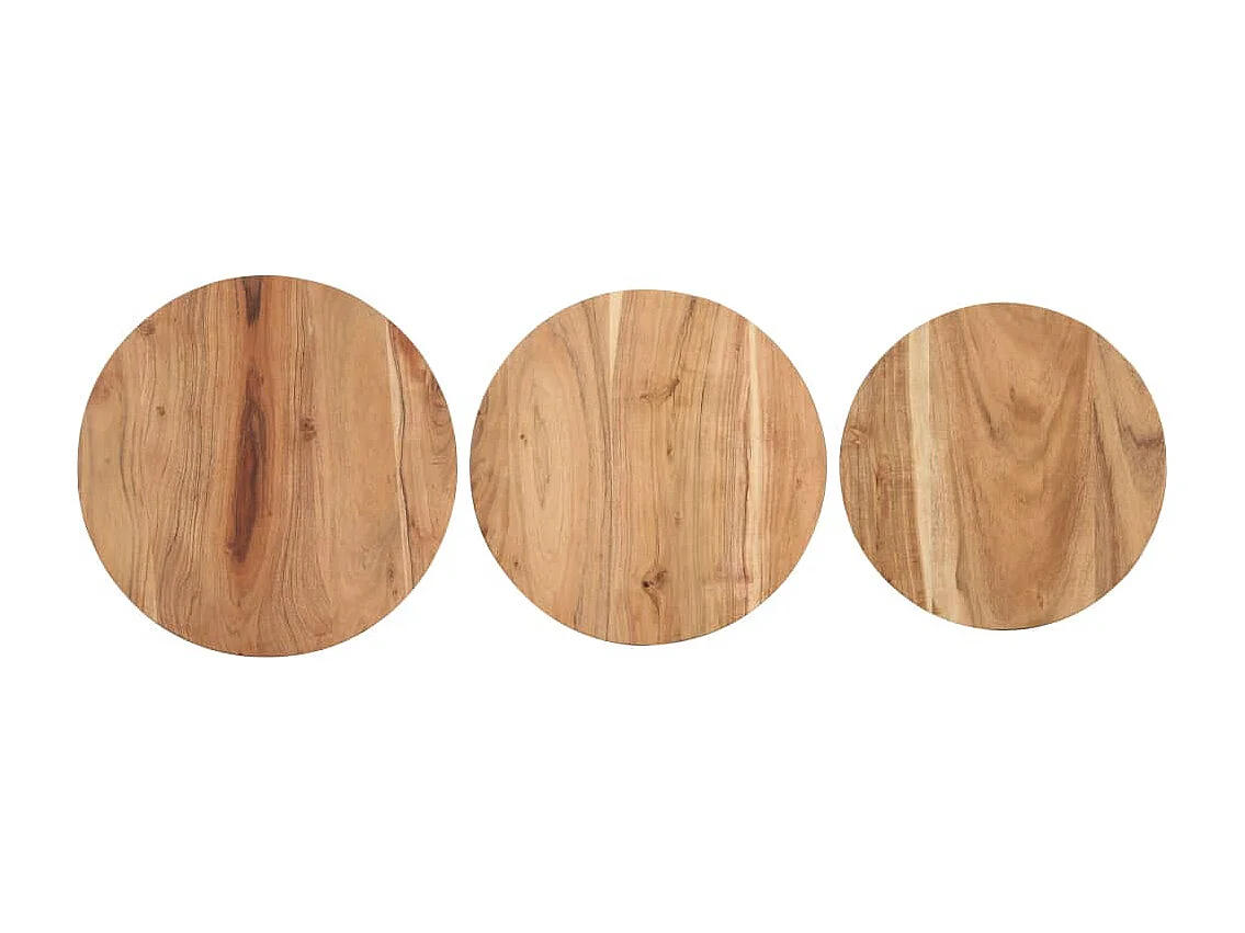 Tavolini laterali in legno massello di acacia 3 pezzi