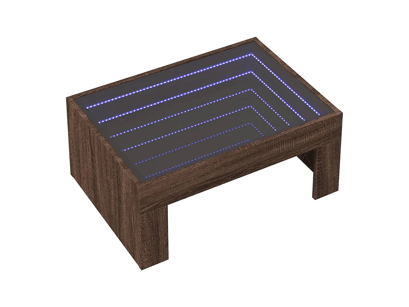 Salontafel met oneindige LED bruin eiken 70x50x30 cm