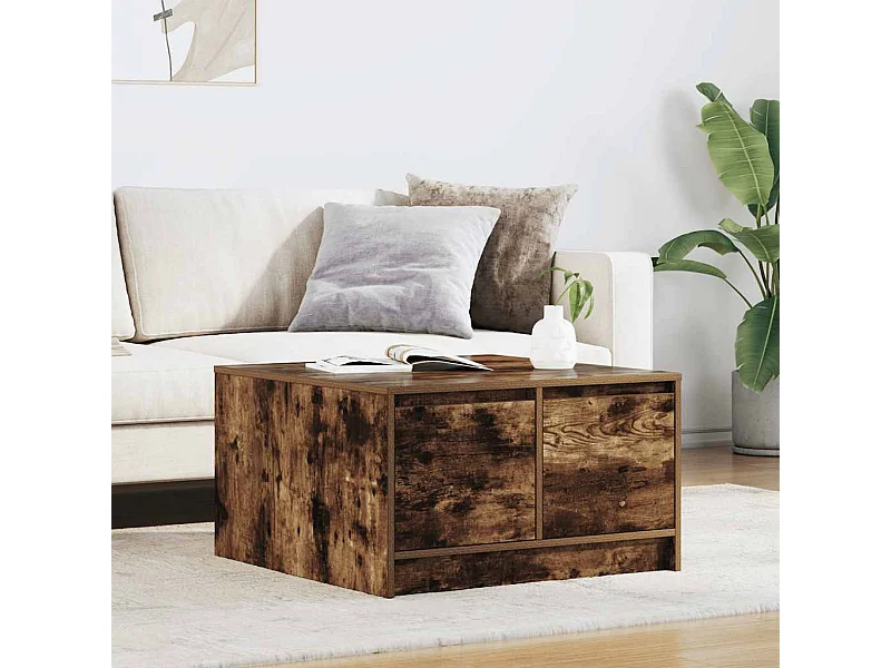 Mesa de centro de roble ahumado con cajones 70,5x70x40 cm
