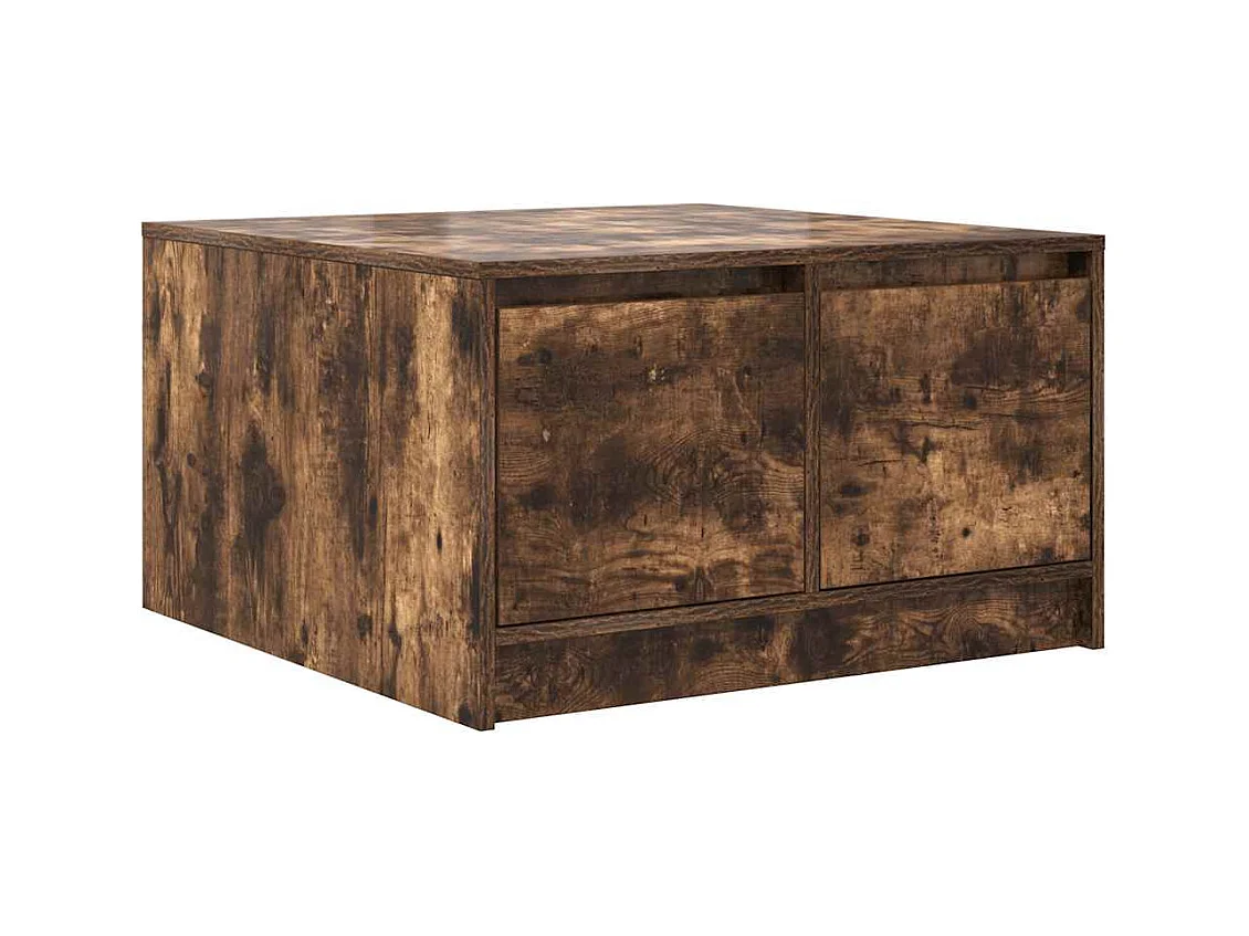 Mesa de centro de roble ahumado con cajones 70,5x70x40 cm