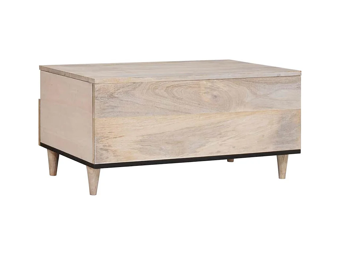Table basse Blanc 80 x 54 x 40 cm bois de manguier massif