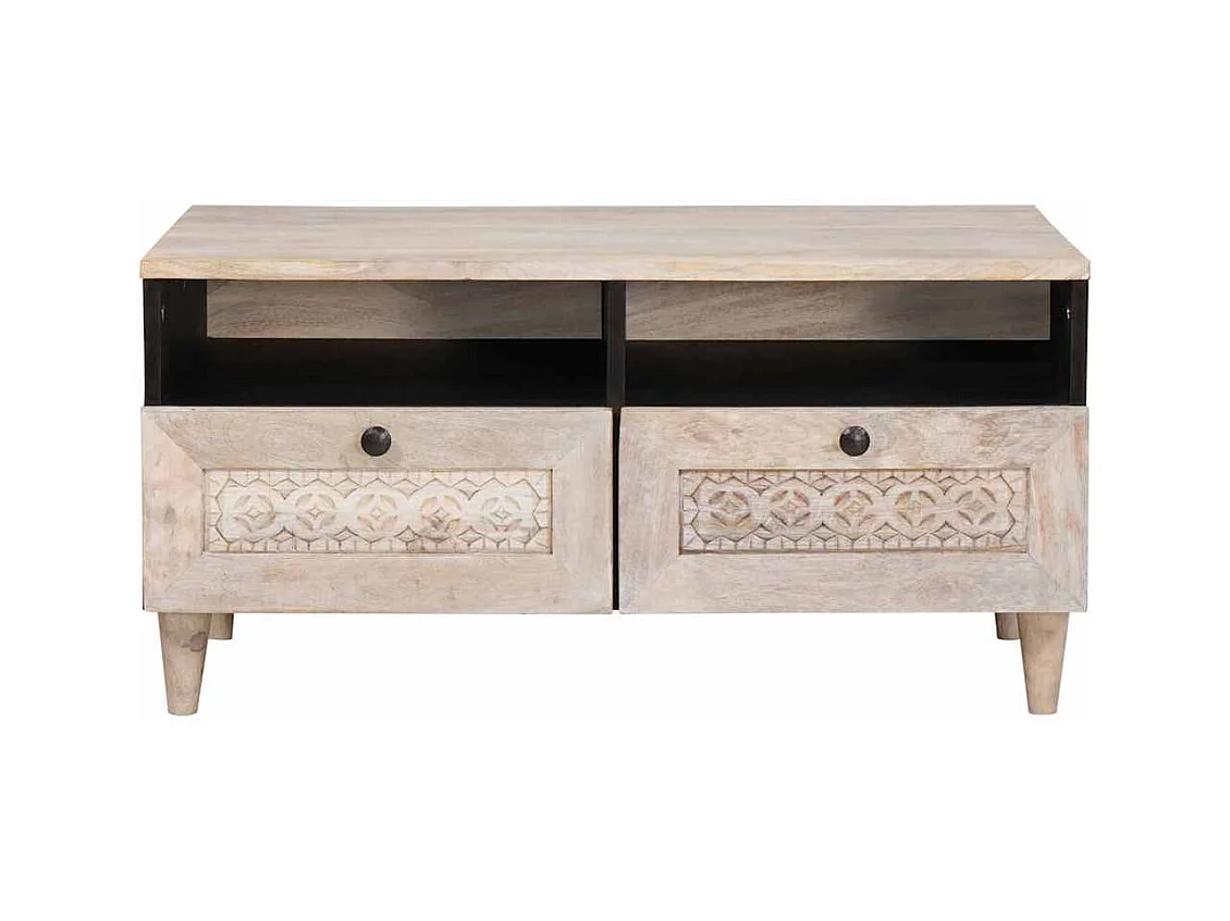 Witte salontafel 80 x 54 x 40 cm massief mangohout