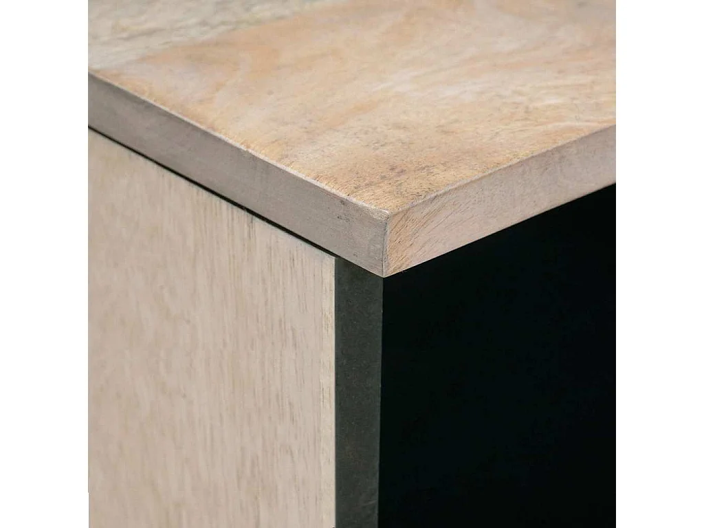 Table basse Blanc 80 x 54 x 40 cm bois de manguier massif