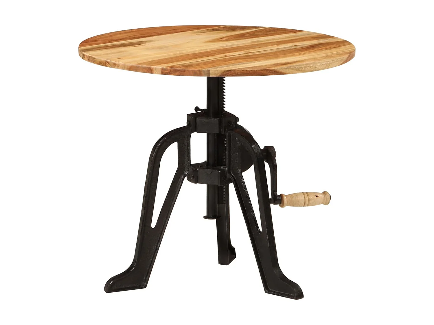 Bijzettafel 60x(42-62) cm Massief acaciahout en gietijzer