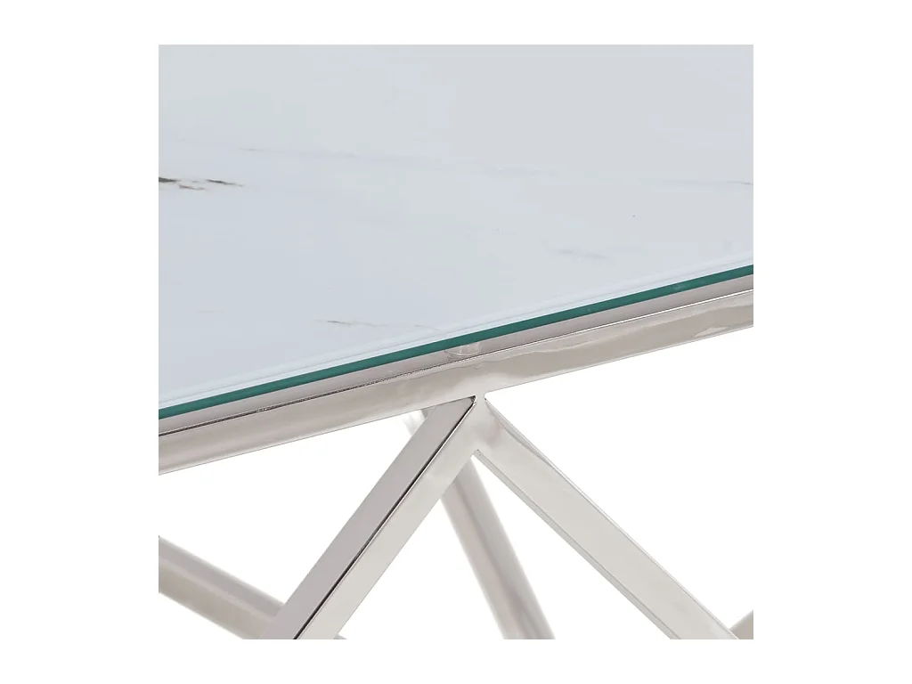 Table basse argenté acier inoxydable et verre trempé