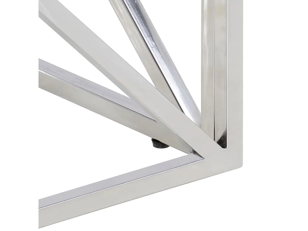 Zilveren salontafel van roestvrij staal en gehard glas