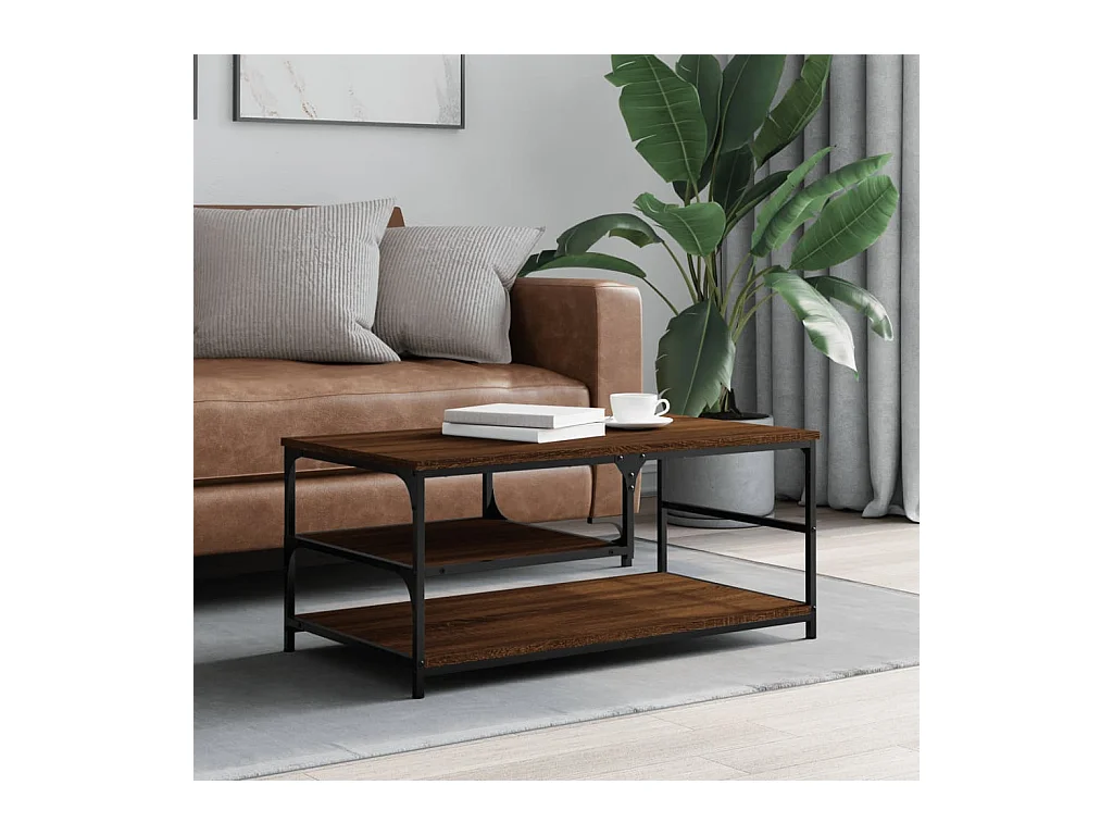 Table basse chêne marron 90x49x40 cm bois d'ingénierie