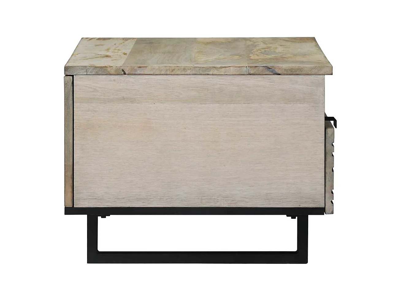 Table basse Blanc, Noir 80 x 54 x 40 cm bois de manguier massif