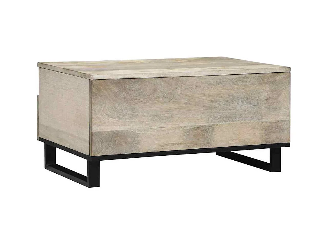 Table basse Blanc, Noir 80 x 54 x 40 cm bois de manguier massif