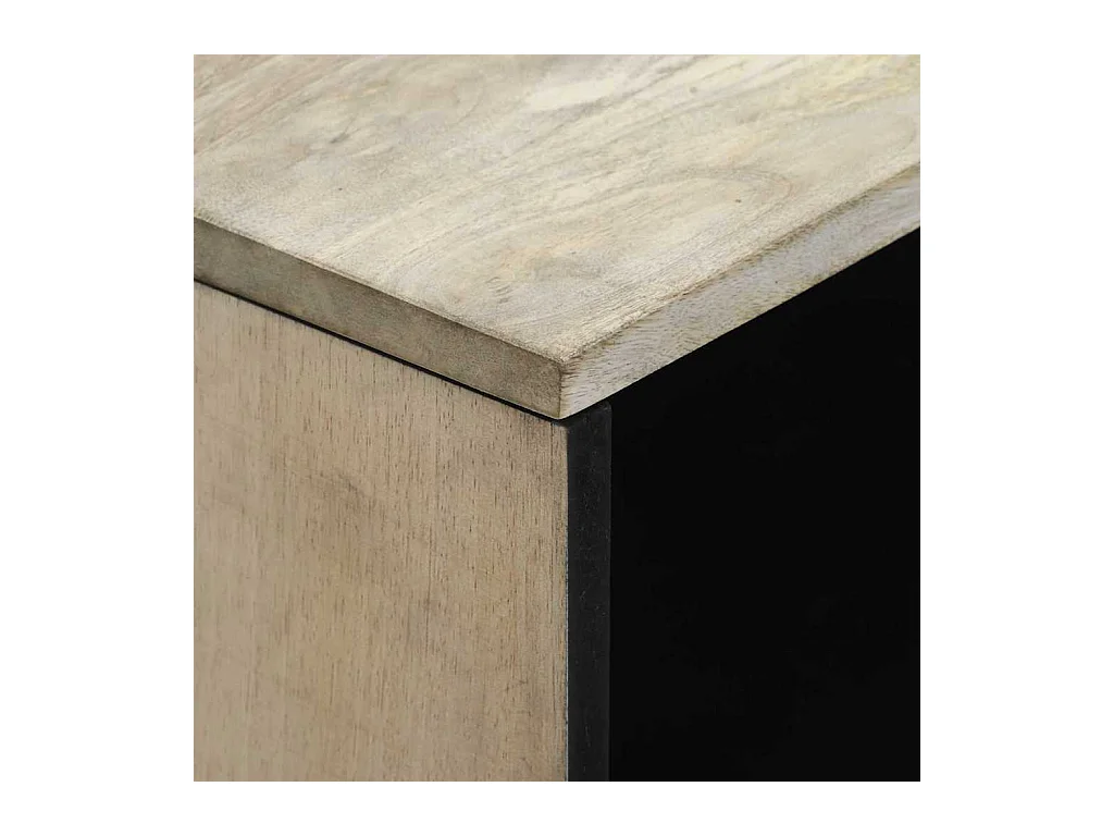 Table basse Blanc, Noir 80 x 54 x 40 cm bois de manguier massif