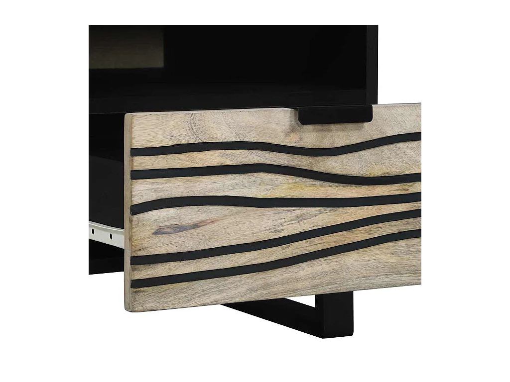 Table basse Blanc, Noir 80 x 54 x 40 cm bois de manguier massif