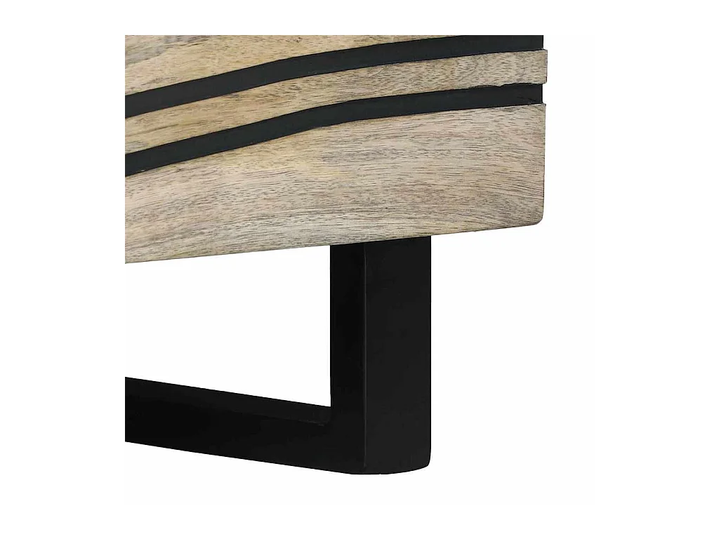 Table basse Blanc, Noir 80 x 54 x 40 cm bois de manguier massif