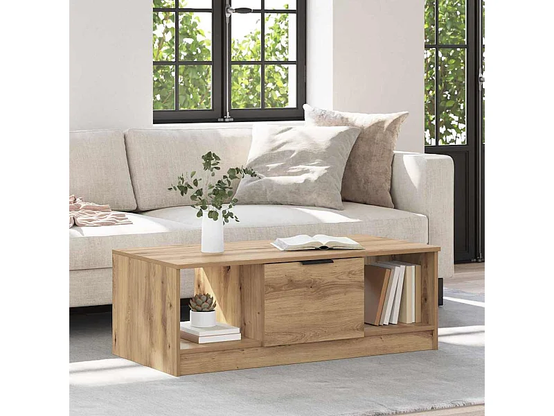 Tavolino da caffè in rovere fatto a mano 100 x 50 x 36 cm Legno ingegnerizzato