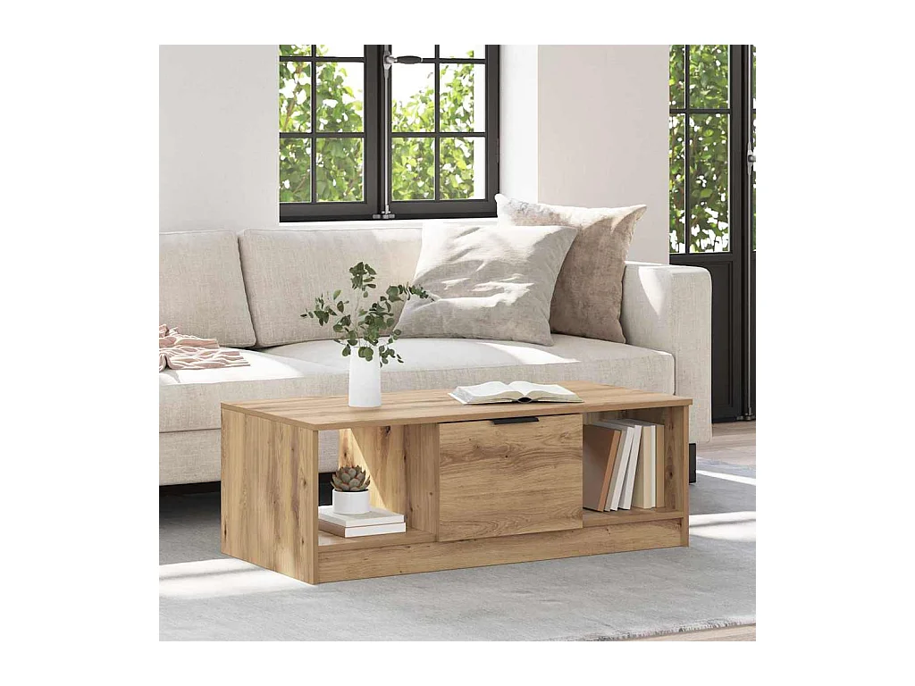 Tavolino da caffè in rovere fatto a mano 100 x 50 x 36 cm Legno ingegnerizzato