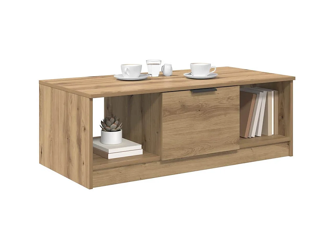 Tavolino da caffè in rovere fatto a mano 100 x 50 x 36 cm Legno ingegnerizzato