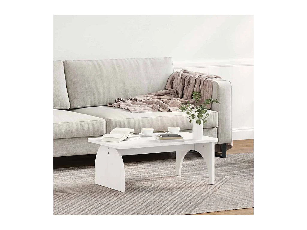 Table basse Blanc 80 x 50 x 31 cm Bois massif en pin