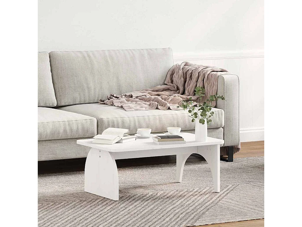 Table basse Blanc 80 x 50 x 31 cm Bois massif en pin