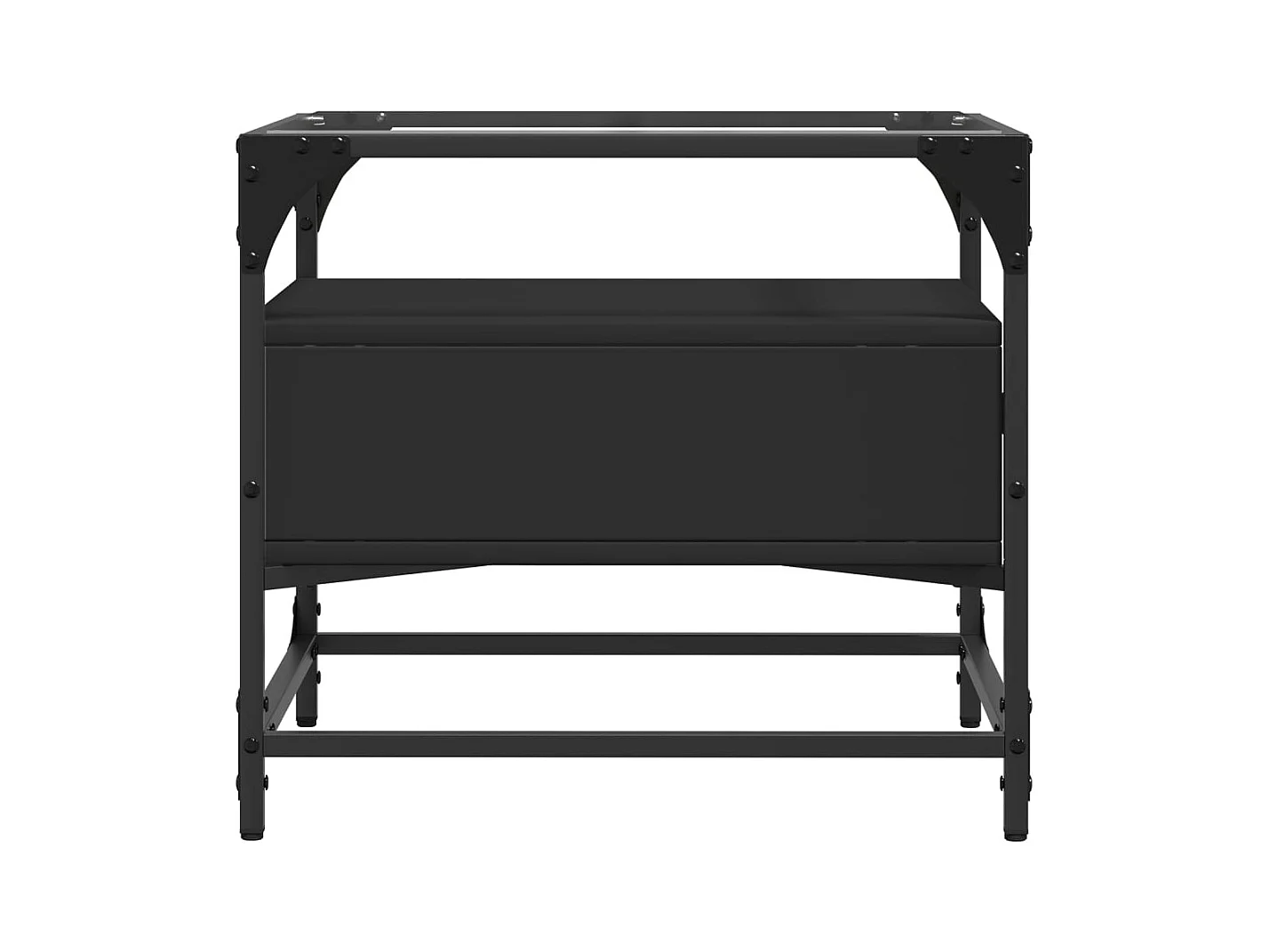 Couchtisch mit schwarzer Glasplatte 50x50x45 cm Stahl