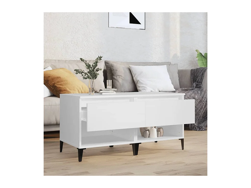 Tables d'appoint 2 pcs Blanc 50x46x50 cm Bois d’ingénierie