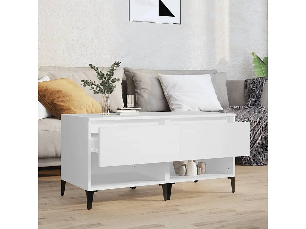 Tables d'appoint 2 pcs Blanc 50x46x50 cm Bois d’ingénierie