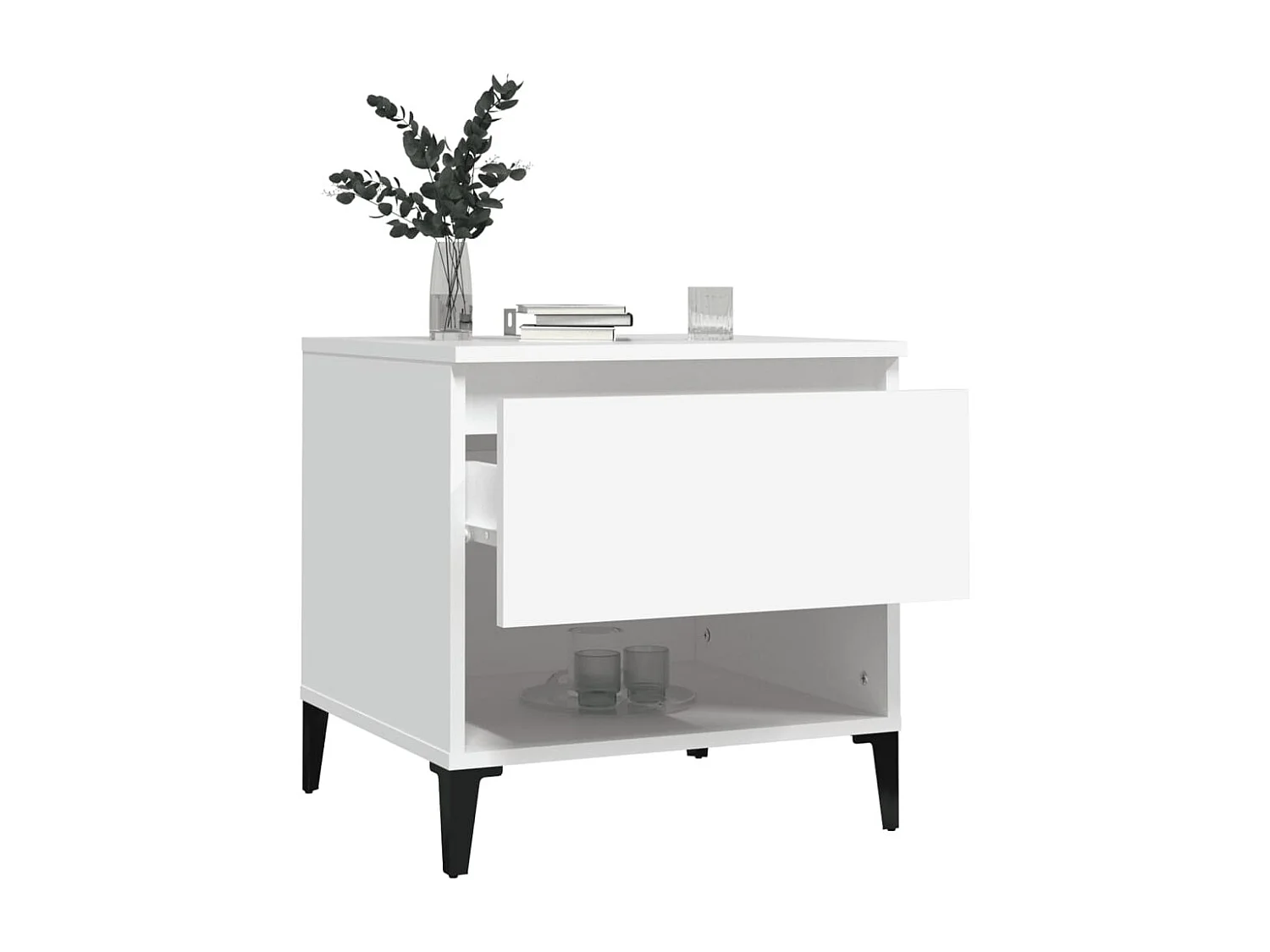 Tables d'appoint 2 pcs Blanc 50x46x50 cm Bois d’ingénierie