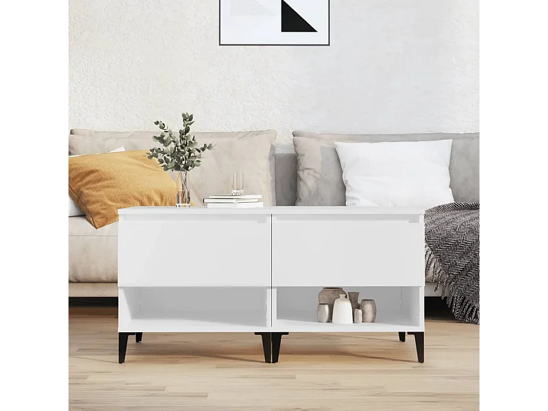 Tables d'appoint 2 pcs Blanc 50x46x50 cm Bois d’ingénierie