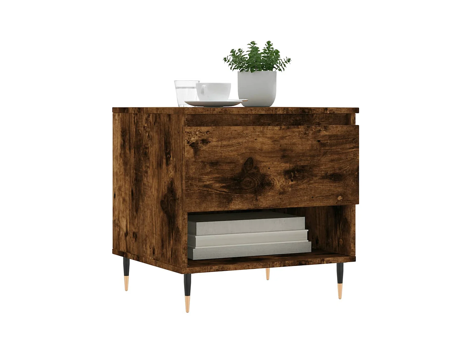 Salontafels 2 stuks gerookt eiken 50x46x50 cm bewerkt hout