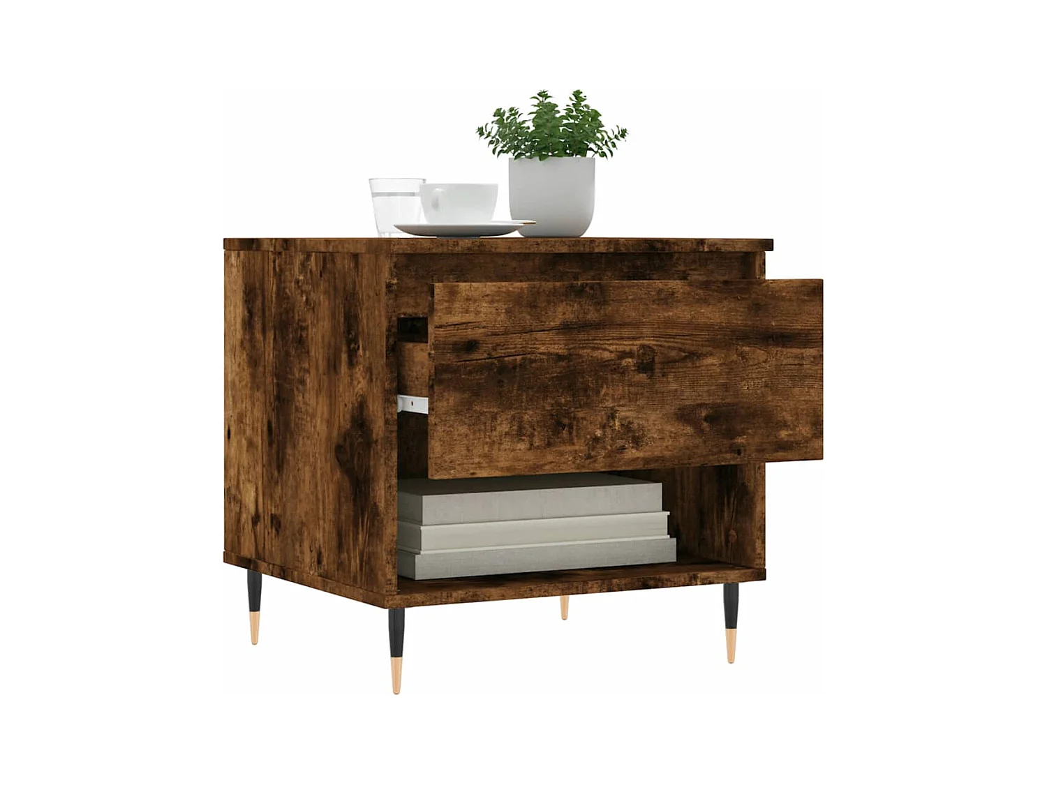 Salontafels 2 stuks gerookt eiken 50x46x50 cm bewerkt hout