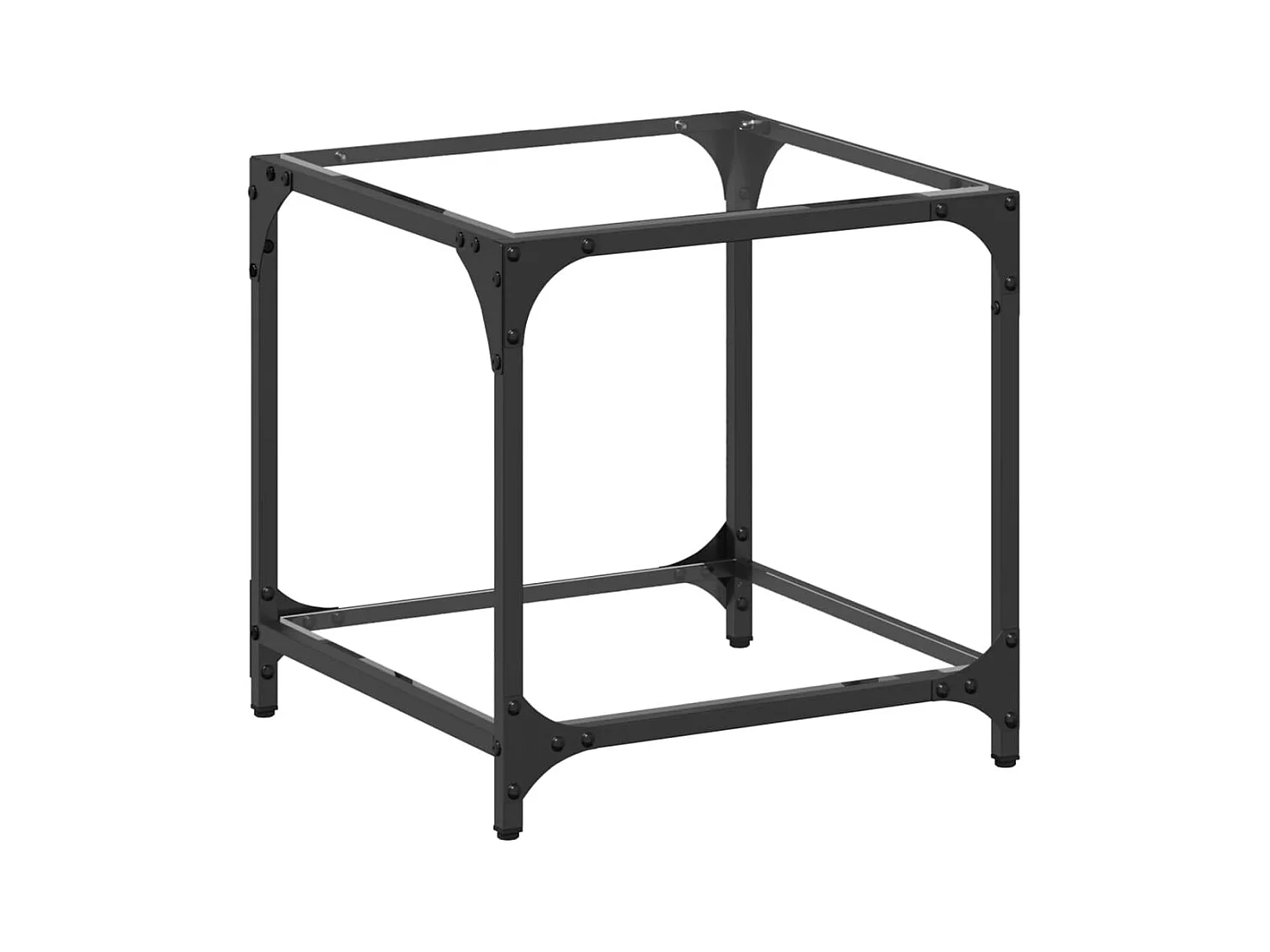 Salontafel met transparant glazen blad 40x40x40 cm staal