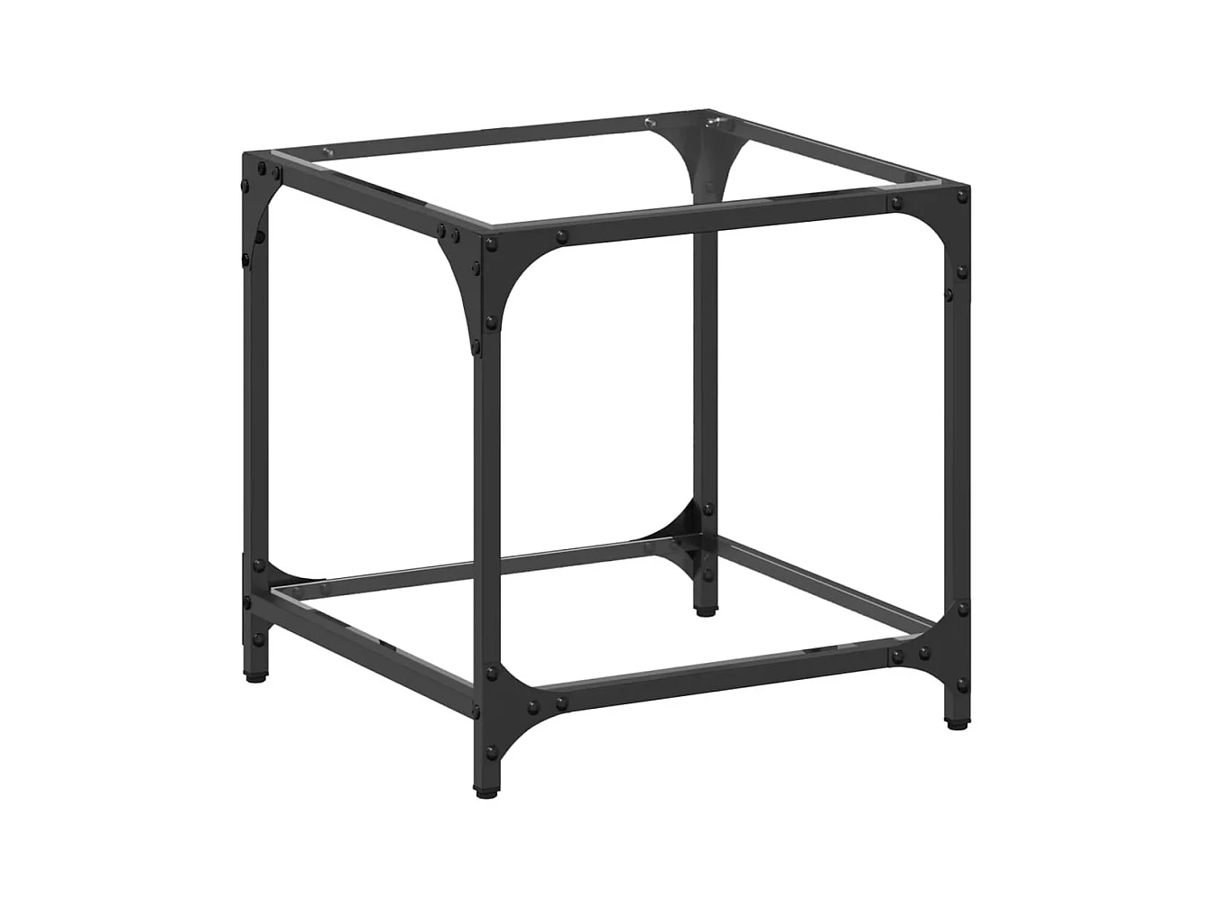 Salontafel met transparant glazen blad 40x40x40 cm staal