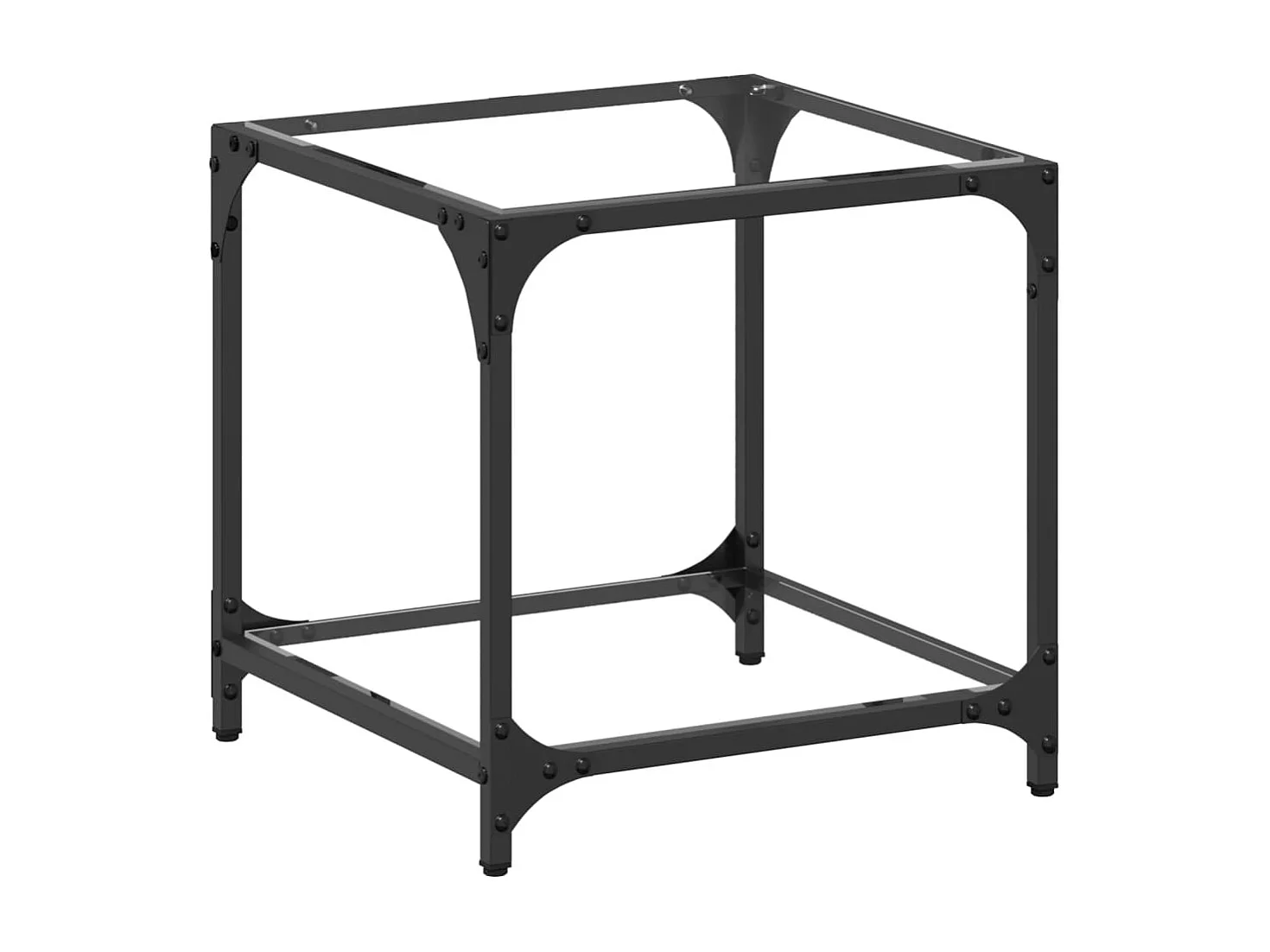 Mesa de centro con tapa de cristal transparente 40x40x40 cm acero